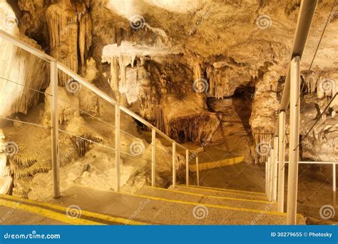 Stairs In A Cave Leading To A Huge Chamber Stock Image Image Of Night