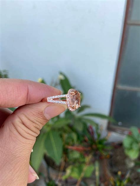 Morganite Engagement Ring Rose Gold Morganite Ring Oval Etsy