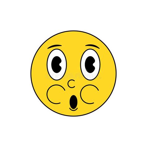 Vintage Retro Surprised Smiley Face Vector Emoticon In Shock Emoji