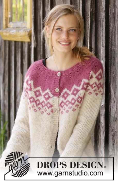 Diamond Delight Cardigan Drops Gratis Strikkeoppskrifter Fra