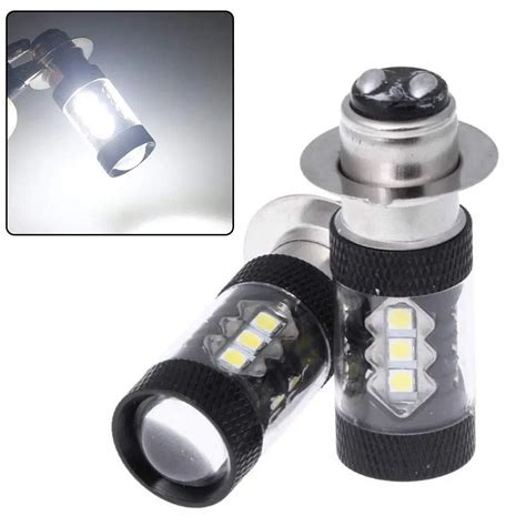 2X P15D P15D 25 1 H6M 6000K 80W 16 LED Headlight Projector Motorcycle ...