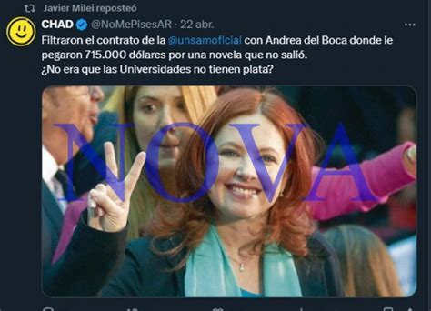 Mucho Twitter y poca gestión Milei volvió a apuntar contra Andrea Del