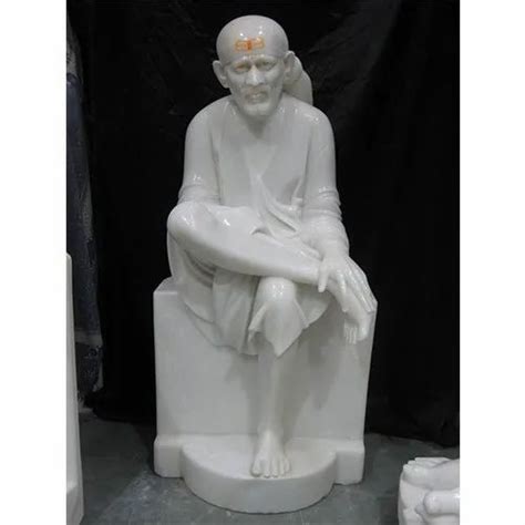 White Plain Marble Sai Baba Statue For Worship Size Minimum 12 Inch