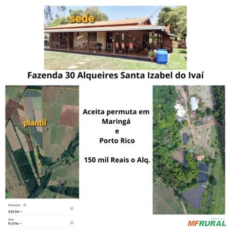 Fazenda Hectares Plantio Em Santa Isabel Do Iva Pr Venda