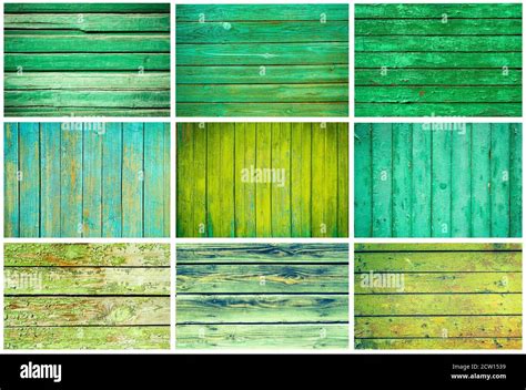 Set Of Different Green Painted Wooden Texture Boards Stock Photo Alamy