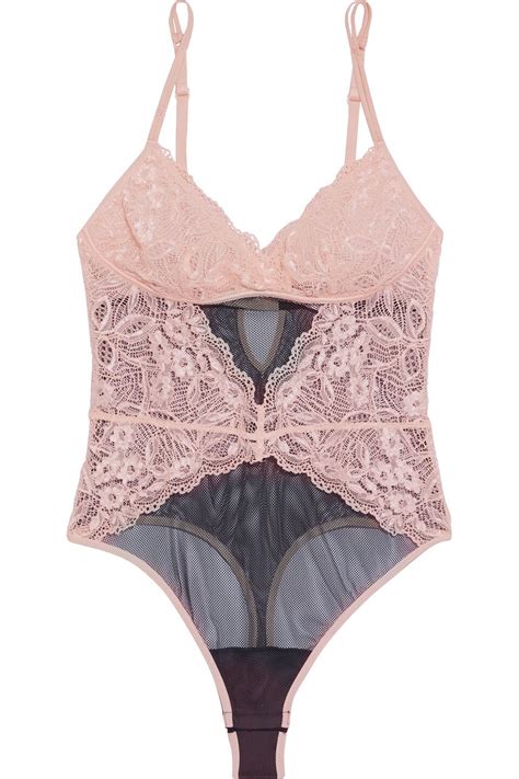 Buy Cosabella Modena Cutout Corded Lace And Stretch Mesh Thong Bodysuit Blush At 50 Off