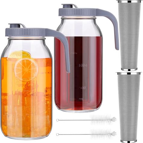 Amazon.com: Tioncy 2 Sets Cold Brew Coffee Maker 64 oz Mason Jar Cold