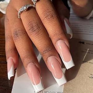 Amazon Hkanlre Square Long Press On Nails French Fake Nails Nude