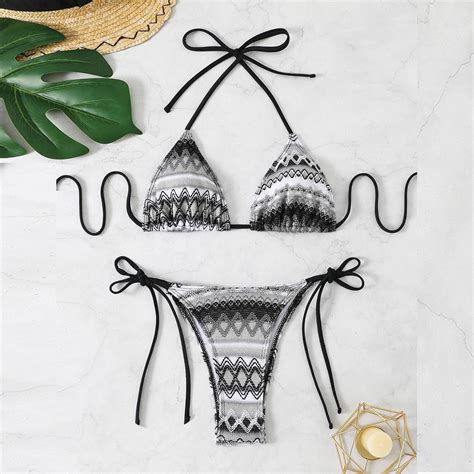 Flash Deals Of The Day Kttectoa Crochet Halter Lace Up Two Piece Bikini Sets Bathing Suit For