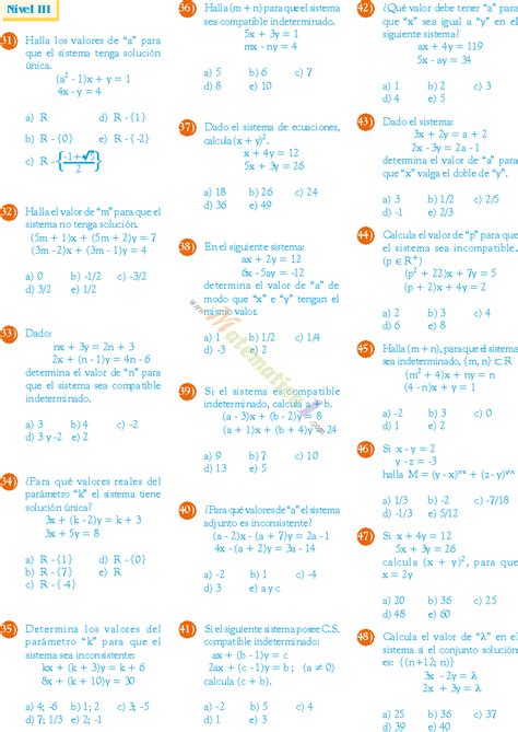 Sistemas De Ecuaciones Lineales Ejercicios Resueltos Y Para Resolver Pdf