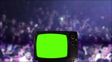 Old TV Turning On Green Screen with a Ni... | Stock Video | Pond5