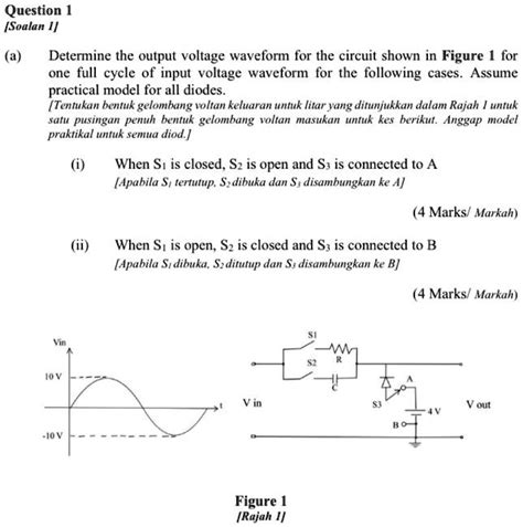 Solved Determine The Output Voltage Waveform For The Circuit For One Full Cycle Of The Input