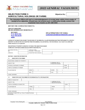 Fillable Online Objection Form C Agricultural Holdings Or Farms