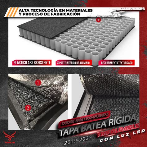 Tapa Batea Rígida Trifold Dodge Ram 1500 2019 2021 2022 2023 TORUS