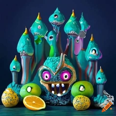 Mythical Creatures And Mutant Omega Mart Lemon Fruit Monster In The