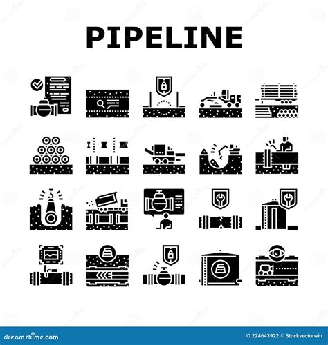 Pipeline Construction Collection Icons Set Vector Stock Vector