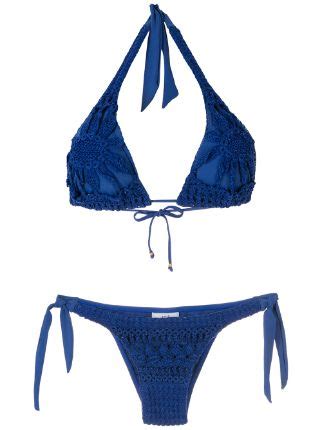 Amir Slama Embroidered Triangle Bikini Set Farfetch