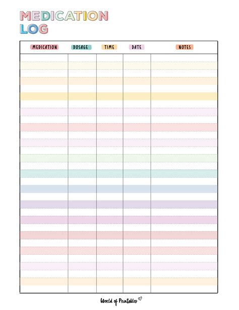 Stylish Medication Log Templates