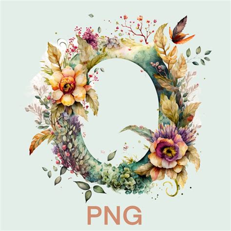 Watercolor Flower Letter O Png Clipart Botanical Letter O Witch Png