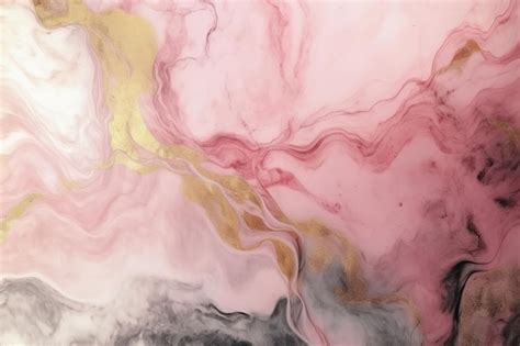 Premium Ai Image A Pink And Gold Abstract Painting With A Black Background And A Gold And Pink