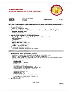 Fillable Online Safety Data Sheet In Accordance To Regulation Ec No