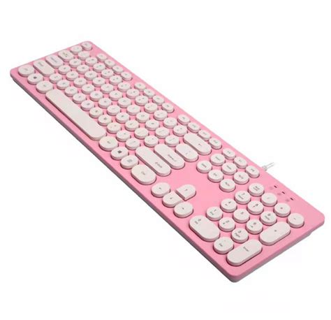 Round Key Keyboard,104 Keys Black White Standard Wired Keyboard ...