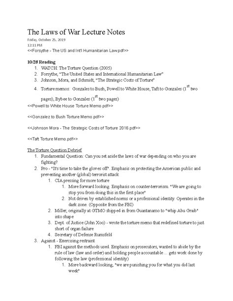 Laws of War: Lecture Notes on US & Int'l Humanitarian Law (POLI 301