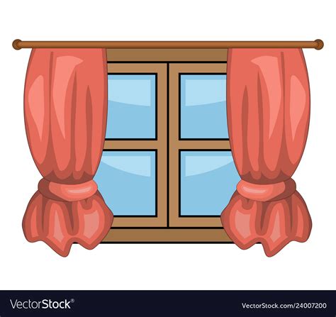 Cartoon Window With Curtains Symbol Icon Design Vector Image