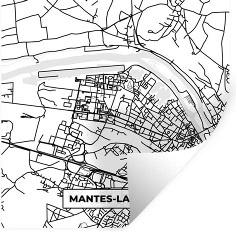 Muurstickers Sticker Folie Kaart Plattegrond Mantes La Jolie