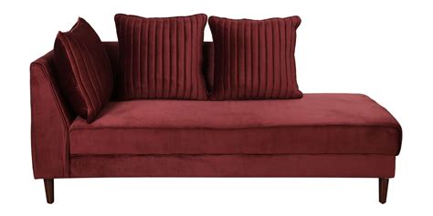 Buy Espino Velvet LHS Sectional Sofa In Wine Red Colour By Casacraft