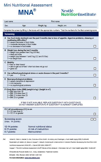 Nestlé Nutrition Institute Mna® Elderly Overview