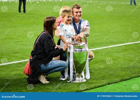 KYIV, UKRAINE - MAY 26, 2018: Toni Kroos with Family of Real Mad ...