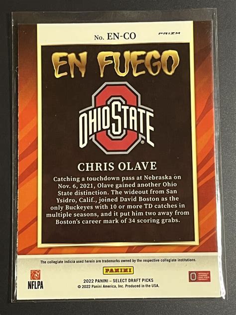 Select Draft Picks Chris Olave En Fuego Prizm Rc Ohio State