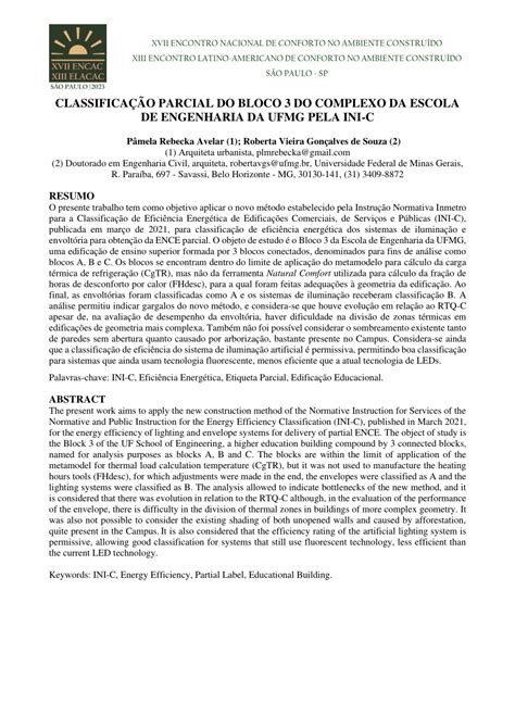 Pdf Classifica O Parcial Do Bloco Do Complexo Da Escola De