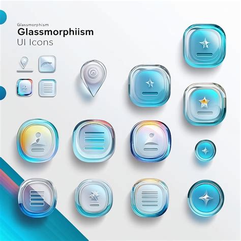 Realistic Set Of Glassmorphism Ui Icons Premium Ai Generated Image