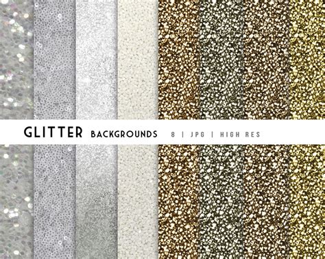 Silver & Gold Glitter Wallpaper Glitter Bundle Digital Wallpapers White ...