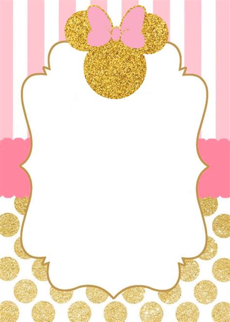 Minnie Gold Tarjetas De Invitacion Minnie