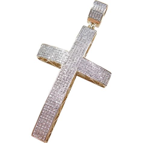 Vintage 10k Gold Big Diamond Cross Pendant Arnold Jewelers Ruby Lane