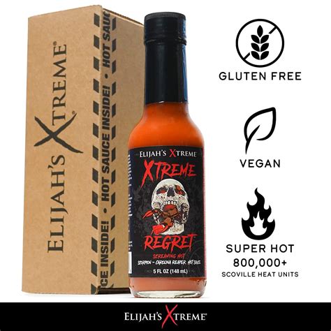 Elijah S Xtreme Regret Hot Sauce Carolina Reaper Trinidad Scorpion Pepper Blend Buy Now