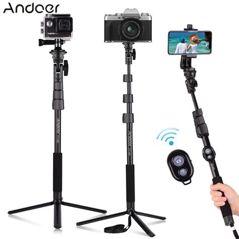 Andoer 54 Inch Extendable Selfie Stick Tripod Stand Aluminum Alloy With