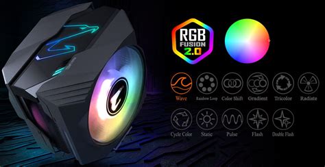 Gigabyte Aorus Atc800 Cpu Air Cooler 6 X Ø6mm Copper Direct Pipe 2x 12cm 2 Ball Bearing Rgb