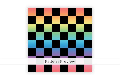 Pastel Rainbow Ombre And Black Checkered Seamless Pattern Geometric