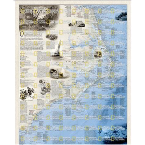 National Geographic Re01020676 Shipwrecks Of The Outer Banks Map Wish