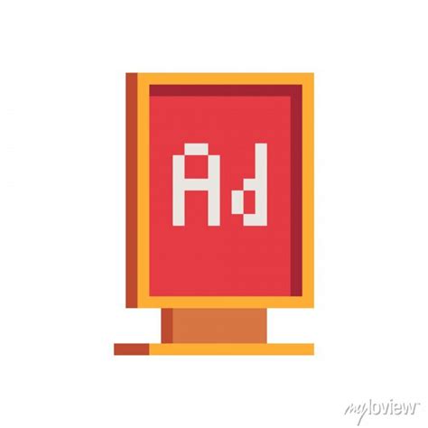 Billboard Pixel Art Icon Signboards Isolated Vector Illustration