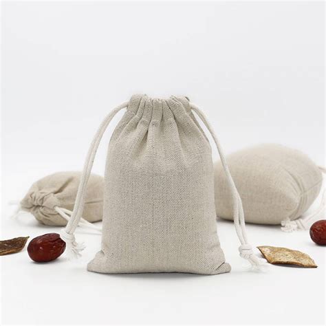 Custom Logo Print Cotton Linen Bag Pouch Drawstring Bags Christmas Food