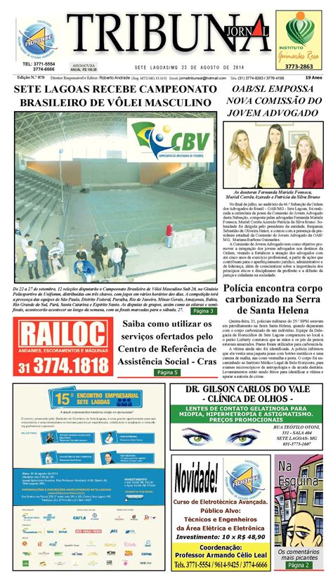 Calam O Jornal Tribuna De Sete Lagoas Edi O