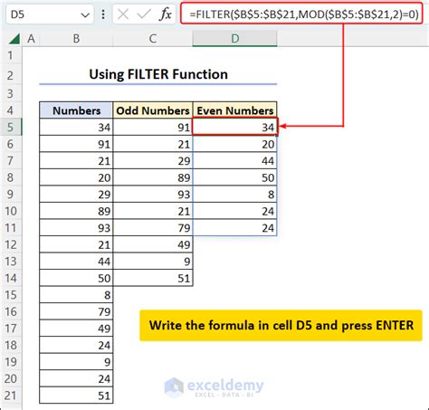 How To Separate Odd And Even Numbers In Excel 6 Methods