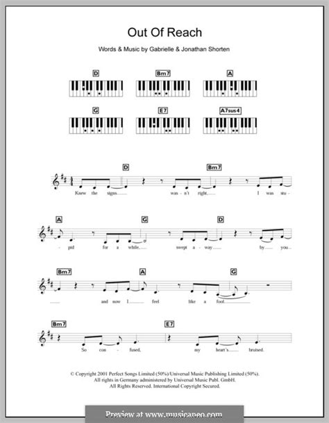 Out of Reach by Gabrielle, J. Shorten - sheet music on MusicaNeo