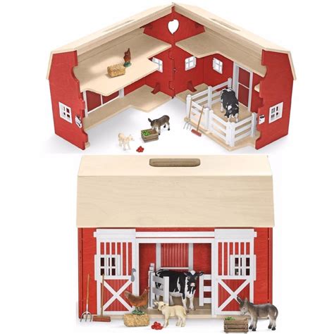 Farm animals and barn toy