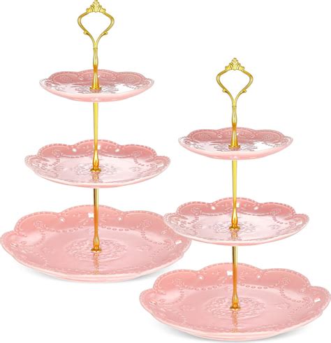 Amazon Jusalpha Elegant Embossed 3 Tier Ceramic Cake Stand